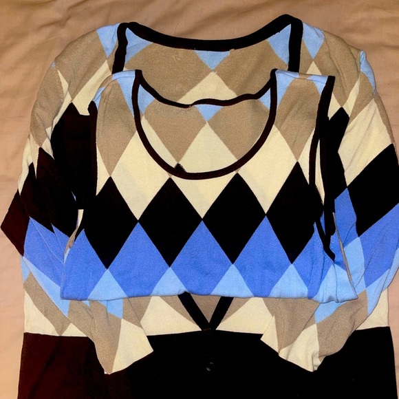 Two Piece Argyle Vest and Sweater Set - Picture 1 of 7